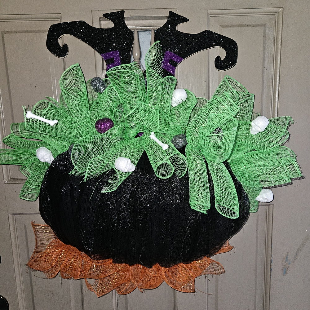 Halloween Witch Cauldron Wreath